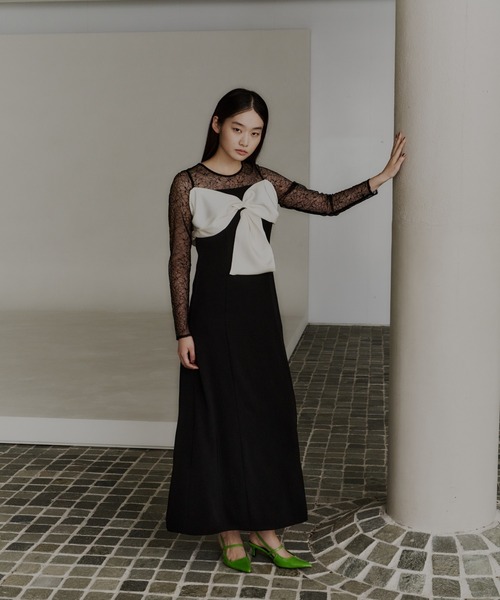 ANDRESD(アンドレスド)の「ビックリボンドレス / big ribbon dress(ドレス・レディース・ブラウン/ブルー/ベージュ/ブラック・L/M/S)」の7枚目の写真