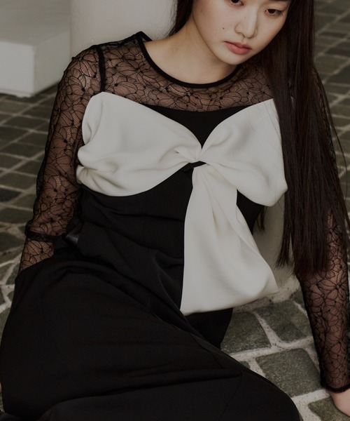 ANDRESD(アンドレスド)の「ビックリボンドレス / big ribbon dress(ドレス・レディース・ブラウン/ブルー/ベージュ/ブラック・L/M/S)」の5枚目の写真