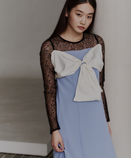 ANDRESD(アンドレスド)の「ビックリボンドレス / big ribbon dress(ドレス・レディース・ブラウン/ブルー/ベージュ/ブラック・L/M/S)」の11枚目の写真