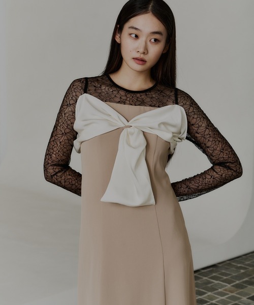 ANDRESD(アンドレスド)の「ビックリボンドレス / big ribbon dress(ドレス・レディース・ブラウン/ブルー/ベージュ/ブラック・L/M/S)」の21枚目の写真