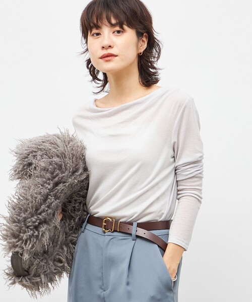セール】ウォッシャブルカシミヤシルクシアーラメドレープロンT（T