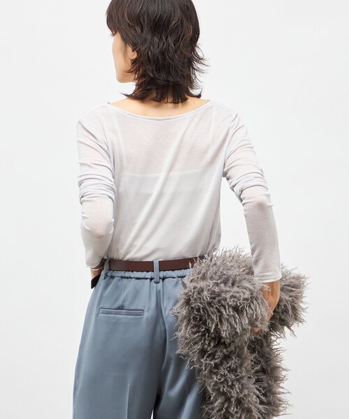 NOLLEY’S Sophi(ノーリーズソフィ)の「ウォッシャブルカシミヤシルクシアーラメドレープロンT(Tシャツ/カットソー・レディース・オフホワイト/ブラック/グレイッシュベージュ・38)」の12枚目の写真