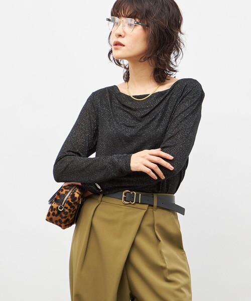 NOLLEY’S Sophi(ノーリーズソフィ)の「ウォッシャブルカシミヤシルクシアーラメドレープロンT(Tシャツ/カットソー・レディース・オフホワイト/ブラック/グレイッシュベージュ・38)」の17枚目の写真
