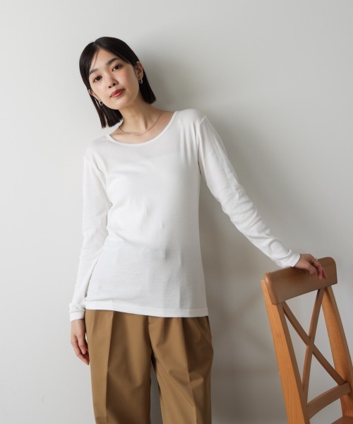 Bou Jeloud(ブージュルード)の「HIGH-HEATクルーネックインナー(Tシャツ/カットソー・レディース・ブラック/オフホワイト・FREE)」の3枚目の写真