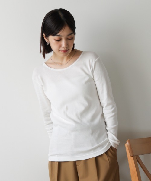 Bou Jeloud(ブージュルード)の「HIGH-HEATクルーネックインナー(Tシャツ/カットソー・レディース・ブラック/オフホワイト・FREE)」の7枚目の写真