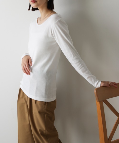 Bou Jeloud(ブージュルード)の「HIGH-HEATクルーネックインナー(Tシャツ/カットソー・レディース・ブラック/オフホワイト・FREE)」の8枚目の写真
