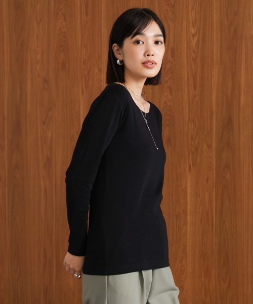 Bou Jeloud(ブージュルード)の「HIGH-HEATクルーネックインナー(Tシャツ/カットソー・レディース・ブラック/オフホワイト・FREE)」の12枚目の写真