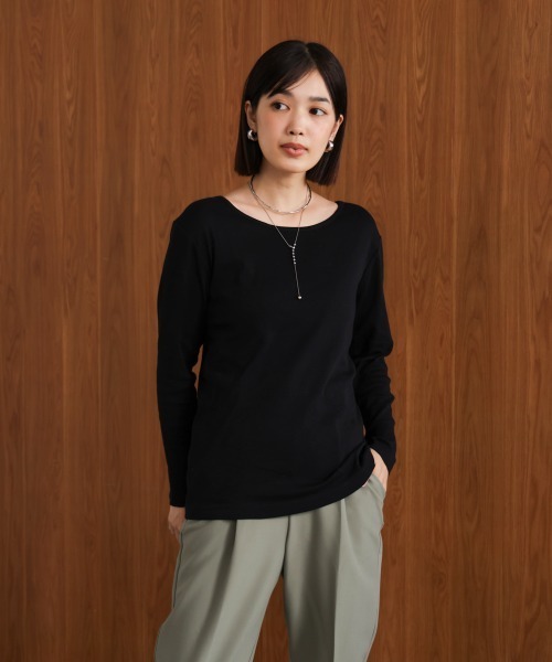 Bou Jeloud(ブージュルード)の「HIGH-HEATクルーネックインナー(Tシャツ/カットソー・レディース・ブラック/オフホワイト・FREE)」の14枚目の写真