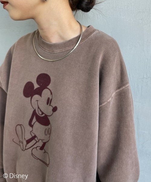 GOOD ROCK SPEED（グッドロックスピード）の「[GOOD ROCK SPEED/グッドロックスピード] 別注 MICKEY MOUSE / フロッキープリントスウェット / ディズニー（スウェット・レディース・ブラウン・M/XL/L）」の12枚目の写真