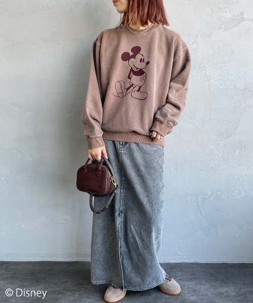 GOOD ROCK SPEED（グッドロックスピード）の「[GOOD ROCK SPEED/グッドロックスピード] 別注 MICKEY MOUSE / フロッキープリントスウェット / ディズニー（スウェット・レディース・ブラウン・M/XL/L）」の3枚目の写真