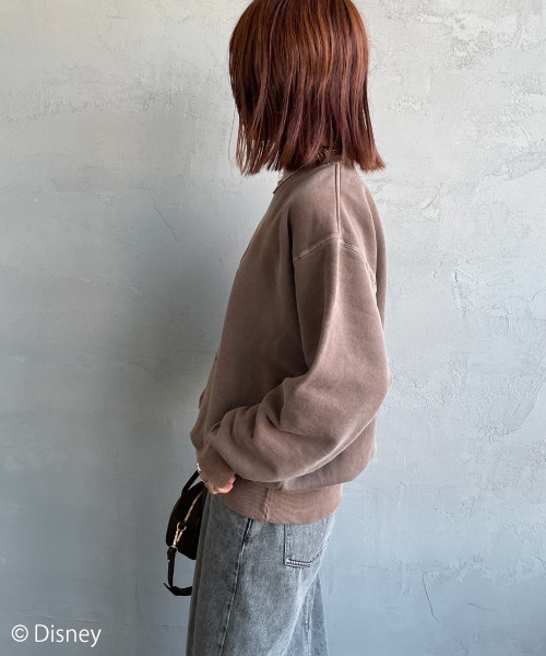 GOOD ROCK SPEED（グッドロックスピード）の「[GOOD ROCK SPEED/グッドロックスピード] 別注 MICKEY MOUSE / フロッキープリントスウェット / ディズニー（スウェット・レディース・ブラウン・M/XL/L）」の16枚目の写真