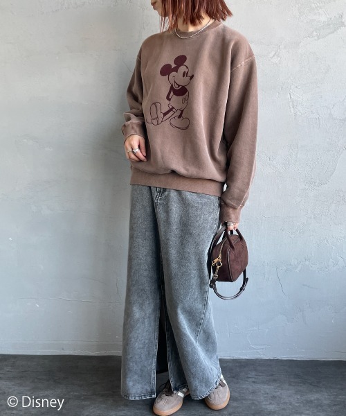 GOOD ROCK SPEED（グッドロックスピード）の「[GOOD ROCK SPEED/グッドロックスピード] 別注 MICKEY MOUSE / フロッキープリントスウェット / ディズニー（スウェット・レディース・ブラウン・M/XL/L）」の18枚目の写真
