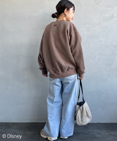 GOOD ROCK SPEED（グッドロックスピード）の「[GOOD ROCK SPEED/グッドロックスピード] 別注 MICKEY MOUSE / フロッキープリントスウェット / ディズニー（スウェット・レディース・ブラウン・M/XL/L）」の11枚目の写真