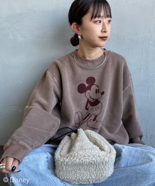 GOOD ROCK SPEED（グッドロックスピード）の「[GOOD ROCK SPEED/グッドロックスピード] 別注 MICKEY MOUSE / フロッキープリントスウェット / ディズニー（スウェット・レディース・ブラウン・M/XL/L）」の21枚目の写真