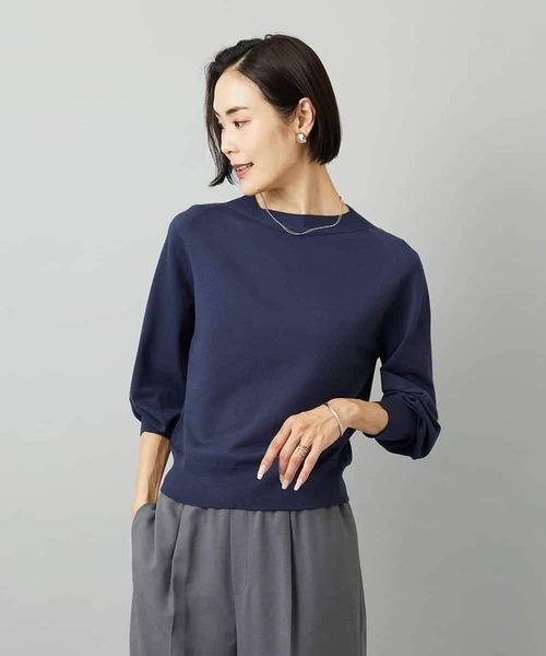 MICHEL KLEIN(ミッシェル・クラン)の「ホールガーメント(R)ボトルネックニット(ニット/セーター・レディース・カリビアンブルー/ネイビー/パープル・38)」の9枚目の写真
