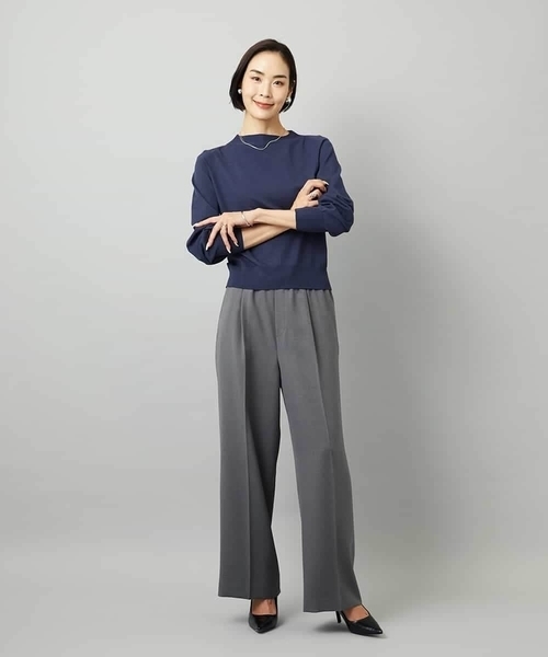 MICHEL KLEIN(ミッシェル・クラン)の「ホールガーメント(R)ボトルネックニット(ニット/セーター・レディース・カリビアンブルー/ネイビー/パープル・38)」の12枚目の写真