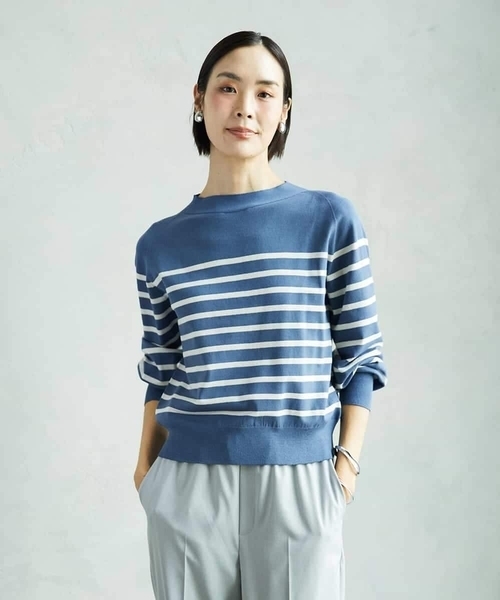 MICHEL KLEIN(ミッシェル・クラン)の「ホールガーメント(R)ボトルネックニット(ニット/セーター・レディース・カリビアンブルー/ネイビー/パープル・38)」の15枚目の写真