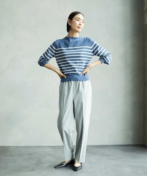 MICHEL KLEIN(ミッシェル・クラン)の「ホールガーメント(R)ボトルネックニット(ニット/セーター・レディース・カリビアンブルー/ネイビー/パープル・38)」の17枚目の写真