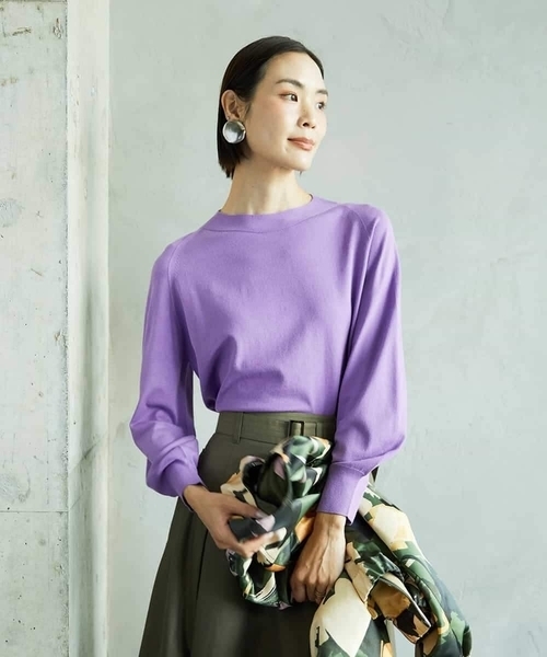 MICHEL KLEIN(ミッシェル・クラン)の「ホールガーメント(R)ボトルネックニット(ニット/セーター・レディース・カリビアンブルー/ネイビー/パープル・38)」の22枚目の写真