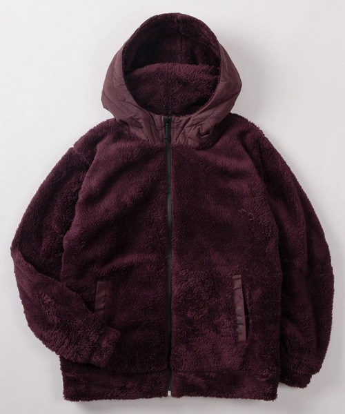 LOGOS（ロゴス）の「【71】【LOGOS PARK/ロゴス パーク】ワンポイントロゴ フード切替 フリースジャケット（ブルゾン・メンズ・ワイン/カーキ/ネイビー/ブラック・M/L/XL）」の4枚目の写真