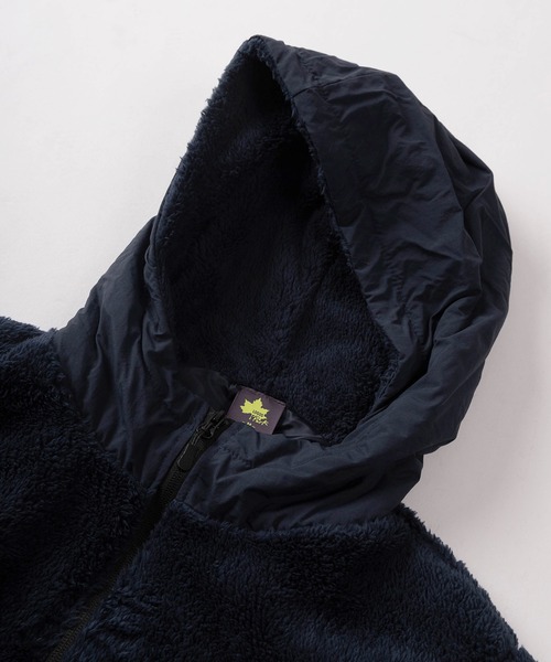 LOGOS（ロゴス）の「【71】【LOGOS PARK/ロゴス パーク】ワンポイントロゴ フード切替 フリースジャケット（ブルゾン・メンズ・ワイン/カーキ/ネイビー/ブラック・M/L/XL）」の6枚目の写真