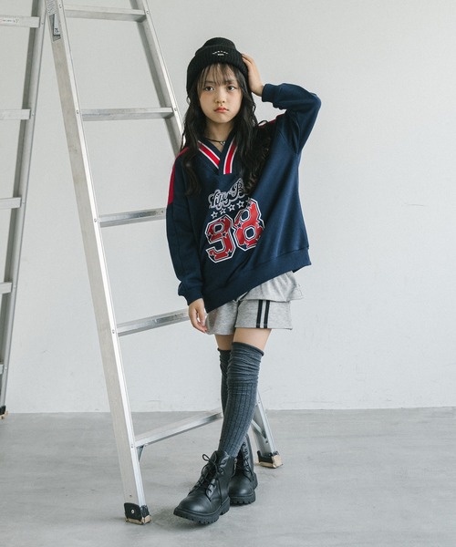 URBAN CHERRY（アーバンチェリー）の「【U.TRACK/ユードットトラック】ラインツーティアフリルショートパンツ（スカート・キッズ・グレー/ブラック/ネイビー・110cm/120cm/130cm/140cm/150cm）」の11枚目の写真