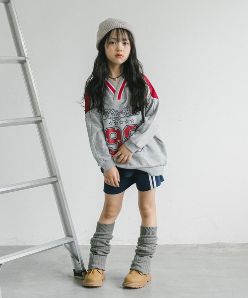 URBAN CHERRY（アーバンチェリー）の「【U.TRACK/ユードットトラック】ラインツーティアフリルショートパンツ（スカート・キッズ・グレー/ブラック/ネイビー・110cm/120cm/130cm/140cm/150cm）」の6枚目の写真