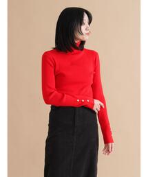 sm2rhythm | 袖ボタンリブニットプルオーバー(ニット/セーター)