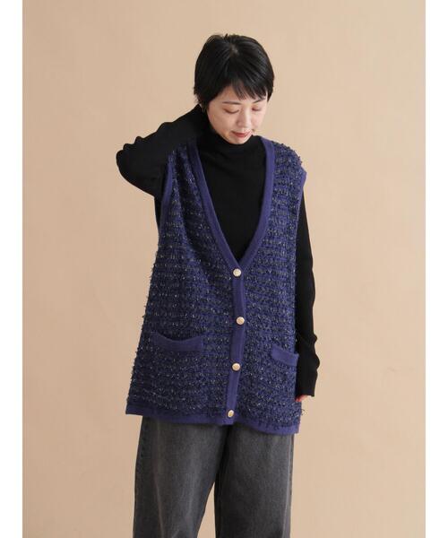 sm2rhythm（サマンサモスモスリズム）の「袖ボタンリブニットプルオーバー（ニット/セーター・レディース・レッド/ブルー/ブラック・F）」の8枚目の写真