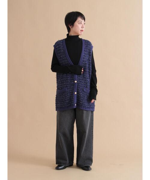 sm2rhythm（サマンサモスモスリズム）の「袖ボタンリブニットプルオーバー（ニット/セーター・レディース・レッド/ブルー/ブラック・F）」の9枚目の写真