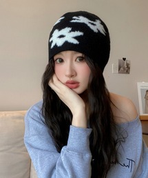 c.u.l | ふわモコ 花柄 ビーニー ニットキャップ cula1322(ニットキャップ/ビーニー)