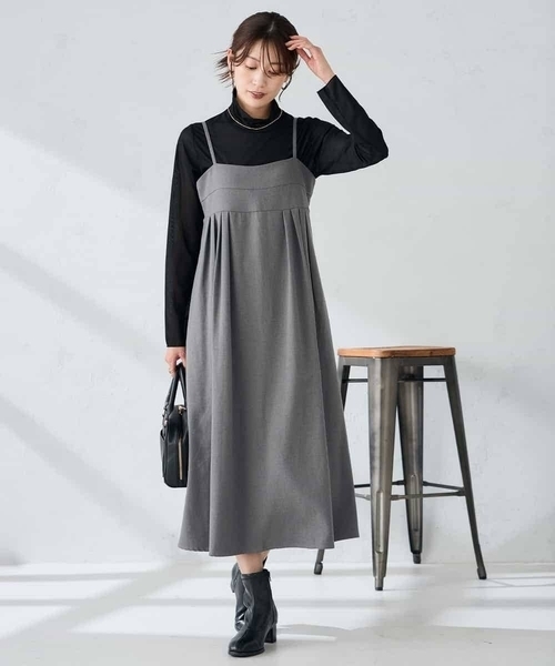 a.v.v(アーヴェヴェ)の「【洗える】バックオープンキャミワンピース(ワンピース・レディース・グレー/ブラック・36/38/40)」の6枚目の写真