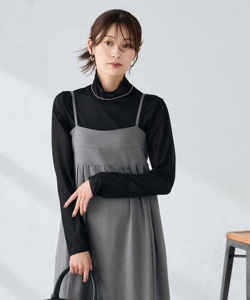 a.v.v(アーヴェヴェ)の「【洗える】バックオープンキャミワンピース(ワンピース・レディース・グレー/ブラック・36/38/40)」の8枚目の写真