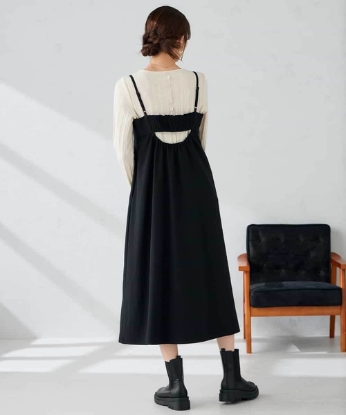 a.v.v(アーヴェヴェ)の「【洗える】バックオープンキャミワンピース(ワンピース・レディース・グレー/ブラック・36/38/40)」の15枚目の写真