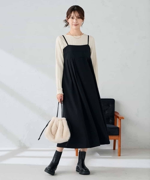 a.v.v(アーヴェヴェ)の「【洗える】バックオープンキャミワンピース(ワンピース・レディース・グレー/ブラック・36/38/40)」の16枚目の写真