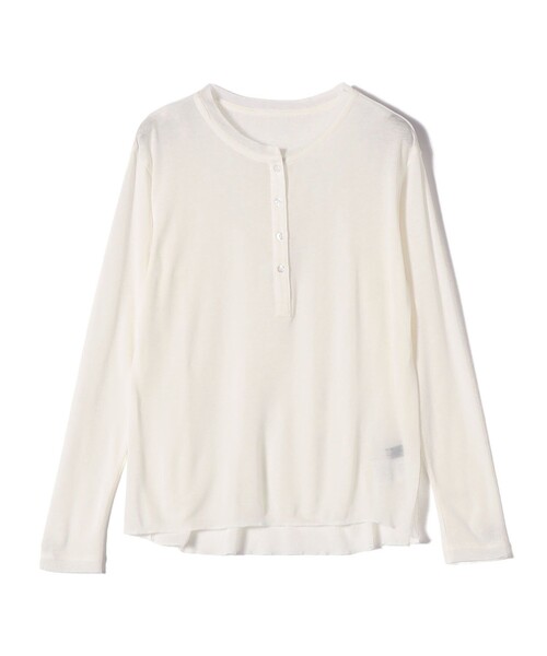 SHIPS Colors(シップス カラーズ)の「SHIPS Colors:ウール混 天竺 ヘンリー ネック ロンT(Tシャツ/カットソー・レディース・グレー/オフホワイト/イエロー・ONE SIZE)」の3枚目の写真