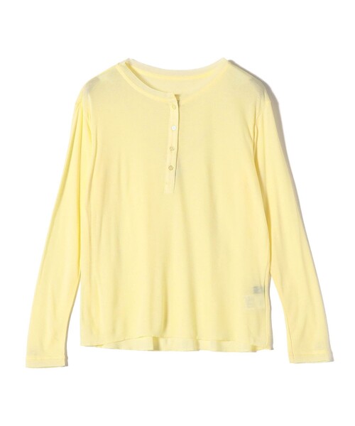 SHIPS Colors(シップス カラーズ)の「SHIPS Colors:ウール混 天竺 ヘンリー ネック ロンT(Tシャツ/カットソー・レディース・グレー/オフホワイト/イエロー・ONE SIZE)」の2枚目の写真