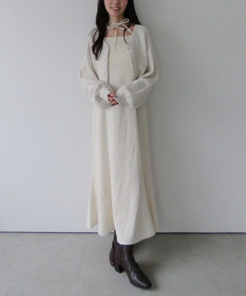 archives（アルシーヴ）の「金釦ニットＣＤ×マーメイドキャミワンピースＳＥＴ（ワンピース・レディース・アイボリー/ブラック/モカ・MEDIUM）」の4枚目の写真