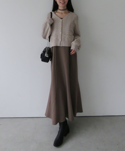 archives（アルシーヴ）の「金釦ニットＣＤ×マーメイドキャミワンピースＳＥＴ（ワンピース・レディース・アイボリー/ブラック/モカ・MEDIUM）」の12枚目の写真