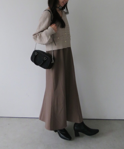 archives（アルシーヴ）の「金釦ニットＣＤ×マーメイドキャミワンピースＳＥＴ（ワンピース・レディース・アイボリー/ブラック/モカ・MEDIUM）」の16枚目の写真