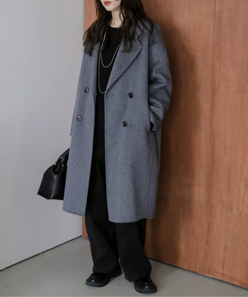 La-gemme（ラジェム）の「オーバーサイズチェスターコート（チェスターコート・レディース・ブラック/グレー/ブラウン/カーキブラウン・フリー）」の3枚目の写真