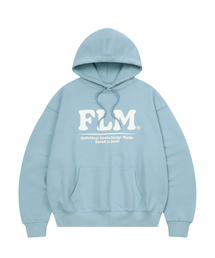 FLM ビッグロゴフードパーカー-スカイブルー