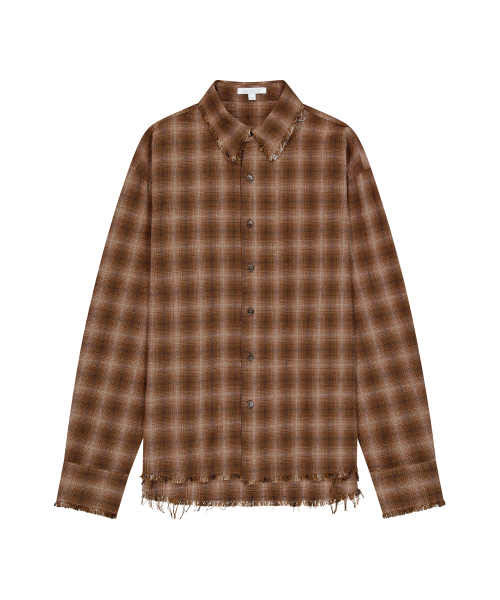 SLOWACID（スローアシッド）の「カットオフグランジチェックシャツ[ブラウン]（シャツ/ブラウス・メンズ・ブラウン・SMALL/MEDIUM/LARGE）」の3枚目の写真