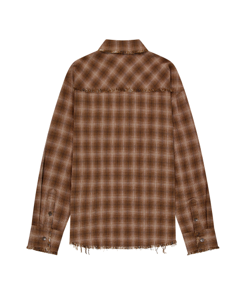 SLOWACID（スローアシッド）の「カットオフグランジチェックシャツ[ブラウン]（シャツ/ブラウス・メンズ・ブラウン・SMALL/MEDIUM/LARGE）」の4枚目の写真