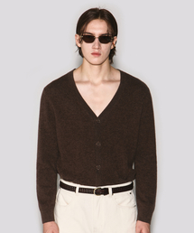 Vine metal button wool cardigan brown