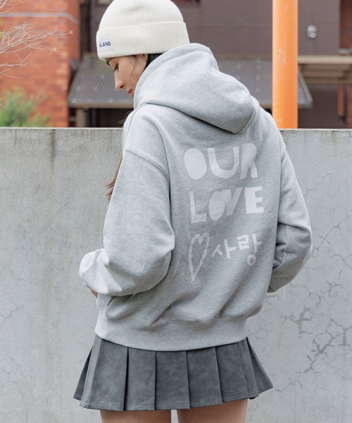 ALAND(エーランド)の「【UNISEX】 ALAND×INAPSQUARE/スウェットフーディー(ウラケ)(スウェット・レディース・グレー/ブラック/ネイビー・LARGE/SMALL)」の2枚目の写真