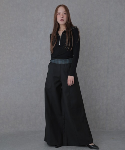 SUWDEE(スーディー)の「half zip double pocket tops(Tシャツ/カットソー・レディース・ブラック/ブラウン・FREE)」の3枚目の写真