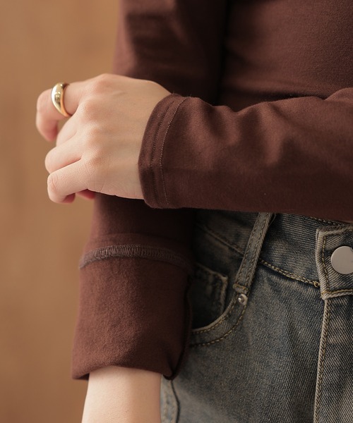 SUWDEE(スーディー)の「half zip double pocket tops(Tシャツ/カットソー・レディース・ブラック/ブラウン・FREE)」の12枚目の写真