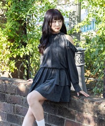 clear | 2wayリボンフェイクスエード長袖ミニワンピース[大人 フェミニン 上品]≪AW新作≫(ワンピース)