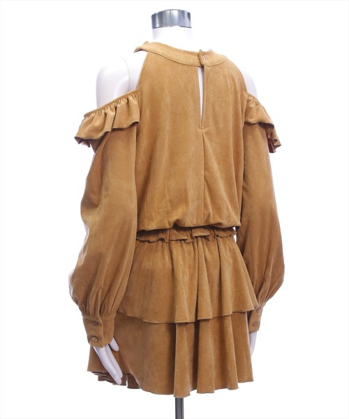 clear（クリア）の「2wayリボンフェイクスエード長袖ミニワンピース[大人 フェミニン 上品]≪AW新作≫（ワンピース・レディース・ベージュ/チャコールグレー・F）」の15枚目の写真